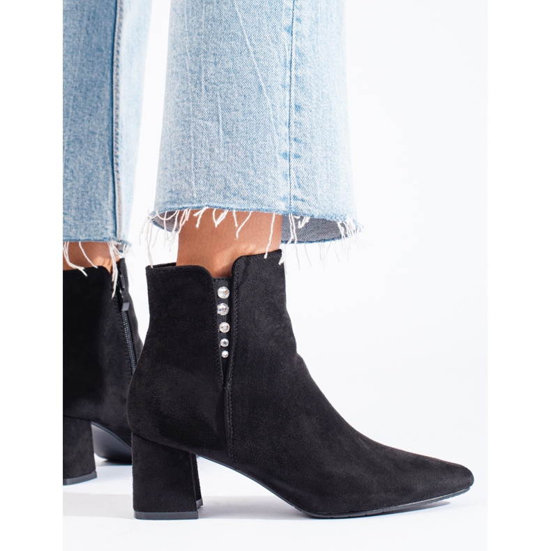 Shelovet fekete velúr női bokacsizma 2