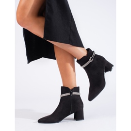 Shelovet fekete klasszikus velúr női bokacsizma 1