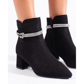 Shelovet fekete klasszikus velúr női bokacsizma 2