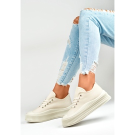 Világos bézs színű női tornacipő vastag talppal 1