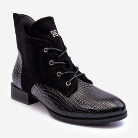 Vinceza Bőr lapos cipő állatmintás fekete Tianeta 1