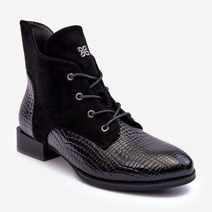 Vinceza Bőr lapos cipő állatmintás fekete Tianeta 1