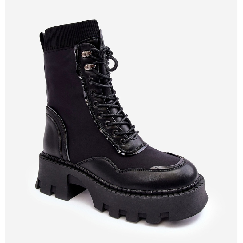 PS1 Bőr fűzős Chunky Workers női csizma Fekete Seloma 1 PS1 Bőr fűzős Chunky Workers női csizma Fekete Seloma 1