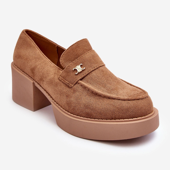 PS1 Női velúr magas sarkú cipő, sötét bézs, Afnira 1