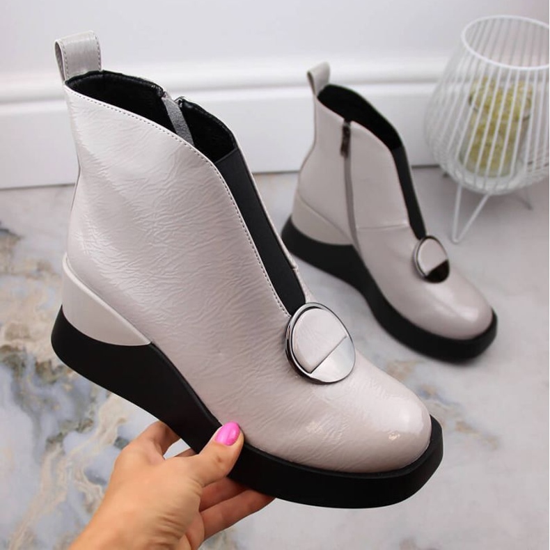 D&amp;A S.Barski Premium Collection W OLI228B szürke ékcsizma 1