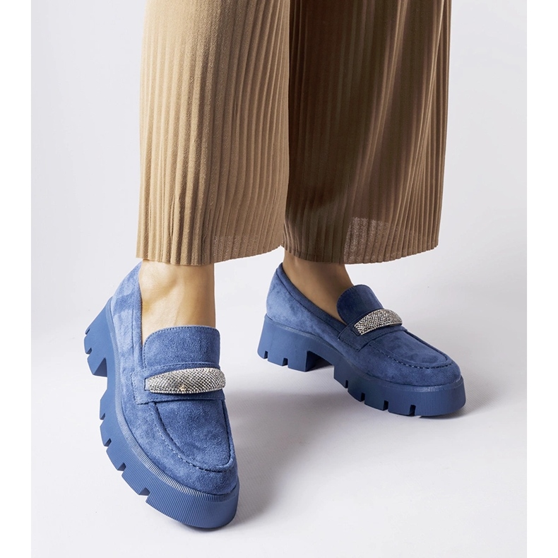 Kék mokaszinok Macario strasszokkal 2