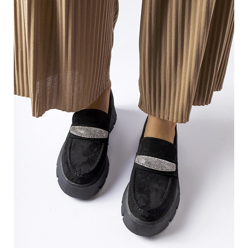 Fekete mokaszinok masszív Macario talppal 2