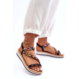 Kényelmes női ék szandál fekete gyöngyökkel 4 Kényelmes női ék szandál fekete gyöngyökkel 4