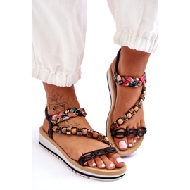 Kényelmes női ék szandál fekete gyöngyökkel 1 Kényelmes női ék szandál fekete gyöngyökkel 1