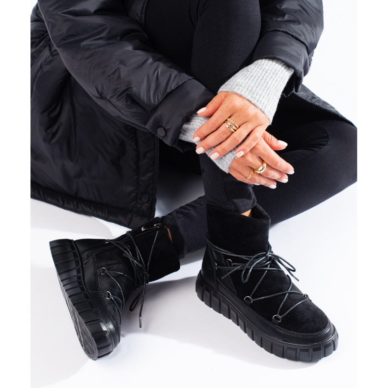 Vinceza fekete bőr női hócsizma 1