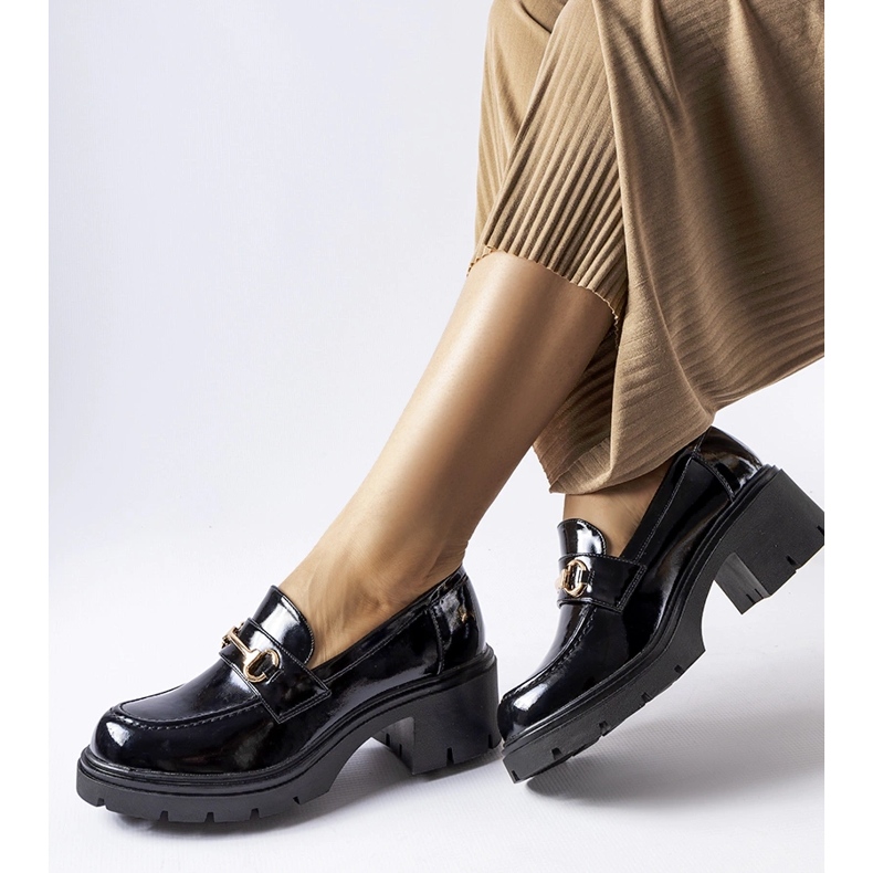 Fekete lakkbőr Fabrizio magas sarkú cipő 2