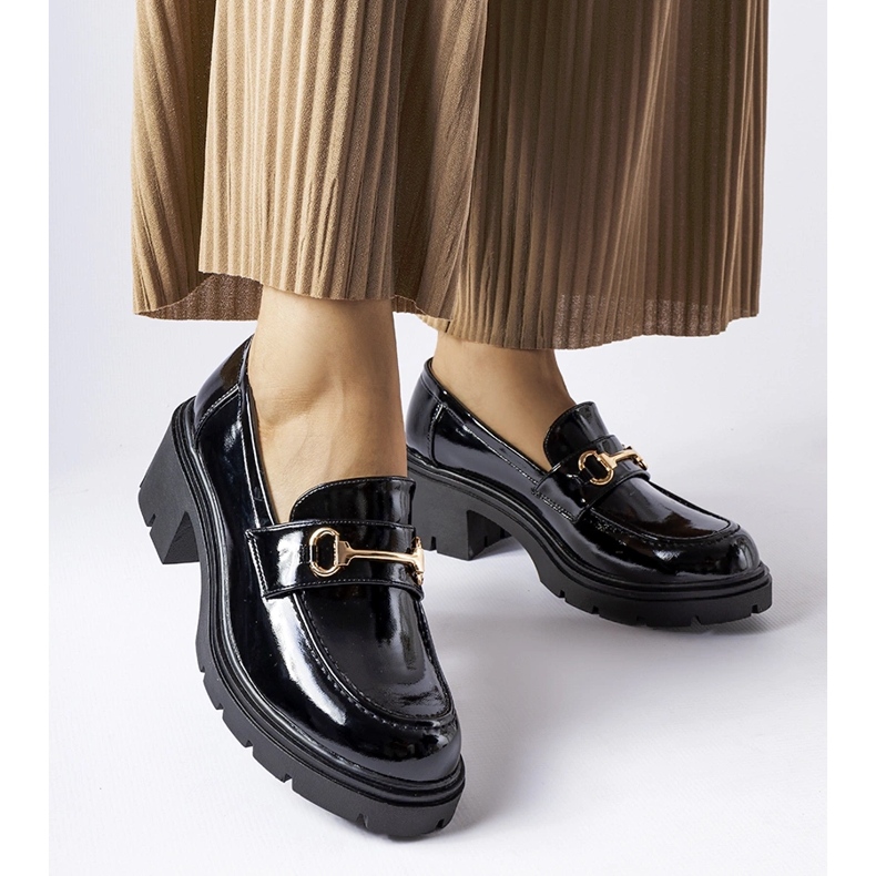 Fekete lakkbőr Fabrizio magas sarkú cipő 1