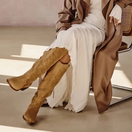 Marco Shoes Iolanda cowboy csizma dekoratív varrással bézs 1