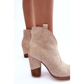 PS1 Velúr Cowboy csizma magas sarkú világos bézs barnítón 2