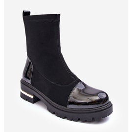 PS1 Bőr klasszikus lapos csizma Fekete Shendete 2