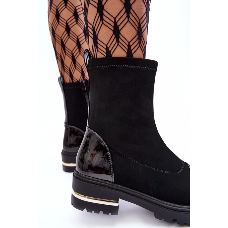 PS1 Bőr klasszikus lapos csizma Fekete Shendete 1