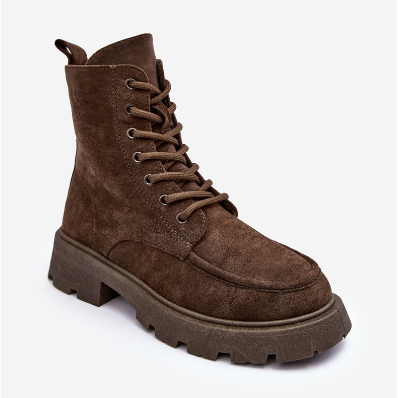 PS1 Velúr szigetelt Trapper bokacsizma lapos sarkon, sötétzöld Zikey 1