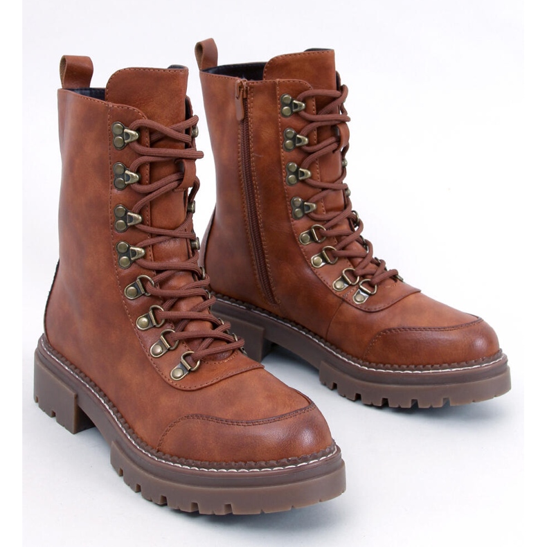 Makare Camel fűzős bokacsizma barna 1