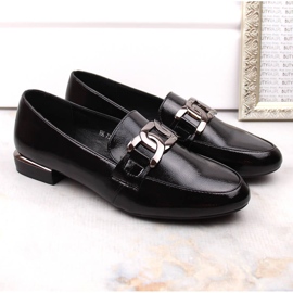Női fekete lakkcipő lapos sarokkal, Sergio Leone MK732 2