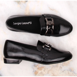 Női fekete lakkcipő lapos sarokkal, Sergio Leone MK732 3