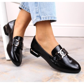 Női fekete lakkcipő lapos sarokkal, Sergio Leone MK732 4