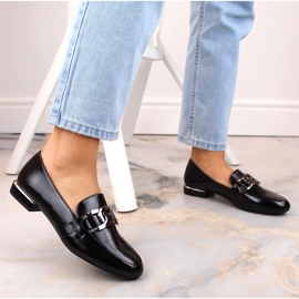 Női fekete lakkcipő lapos sarokkal, Sergio Leone MK732 5