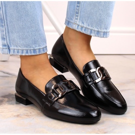 Női fekete lakkcipő lapos sarokkal, Sergio Leone MK732 6