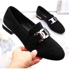 Női velúr cipő lánccal, fekete Sergio Leone MK732 1