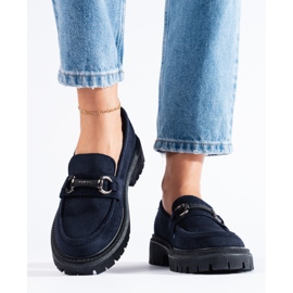 Shelovet sötétkék velúr női mokaszinok 1