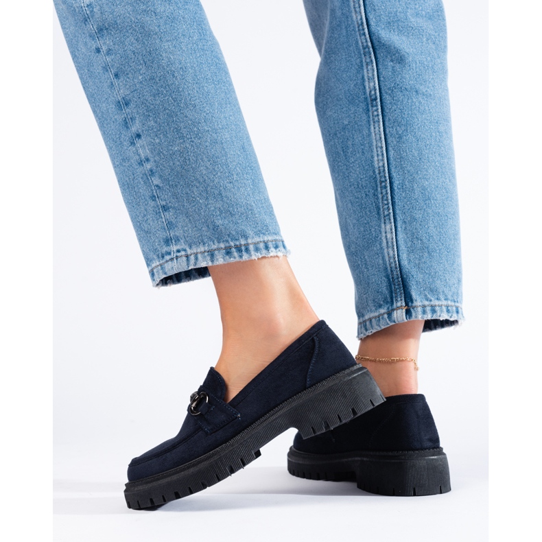 Shelovet sötétkék velúr női mokaszinok 2