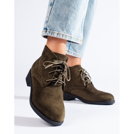 Shelovet zöld velúr fűzős bokacsizma 1