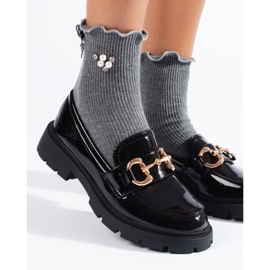 Patent fekete naplopók arany Shelovet csattal 2