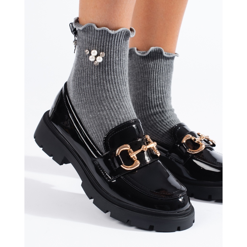 Patent fekete naplopók arany Shelovet csattal 2