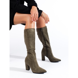 Sötétzöld Shelovet női hegyes csizma 1