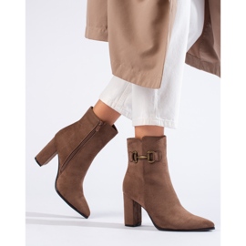 Shelovet velúr bézs magas sarkú bokacsizma 2