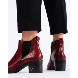 W. Potocki Potocki bordó női magas sarkú bokacsizma piros 2