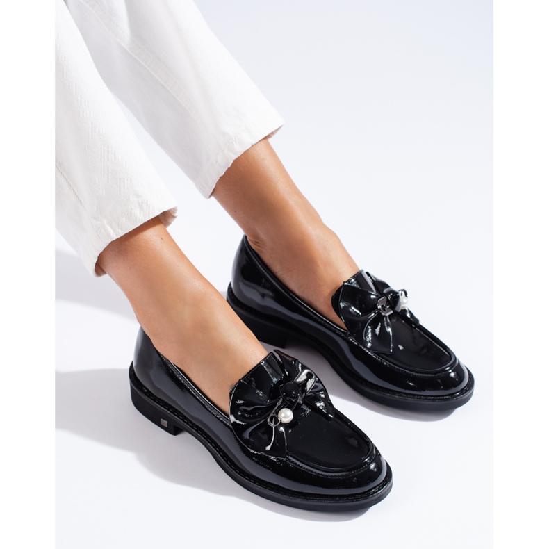 W. Potocki Női lakkcipő Potocki masnival fekete 1