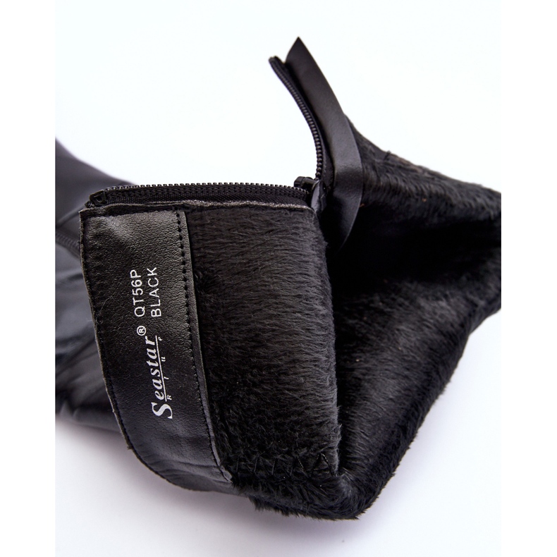 PS1 Térd feletti bőr magassarkú csizma, fekete kígyó 1