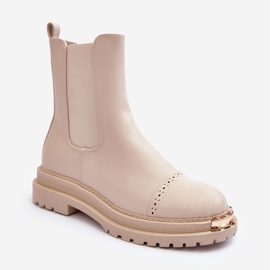 FG2 Női Bőr Bokacsizma Bézs Nialee 1