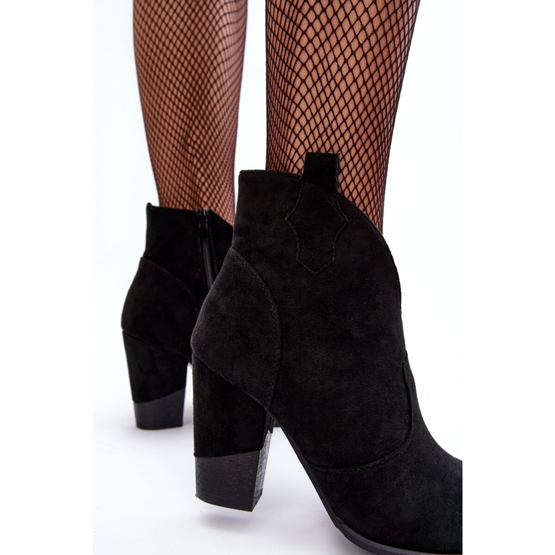 PS1 Velúr Cowboy csizma magas sarkú fekete barnítón 1