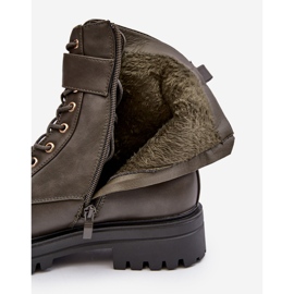 PS1 Női munkáscsizma cipzárral, díszítéssel, sötétzöld Ciossava 1