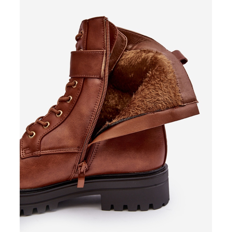 PS1 Női munkáscsizma cipzárral, díszítéssel, barna Ciossava 1