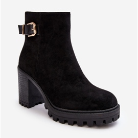 PS1 Velúr női bokacsizma fekete Menoria díszítéssel 1