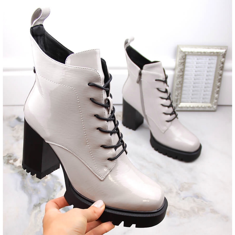 Női patentos, szigetelt bokacsizma, szürke, S.Barski 1