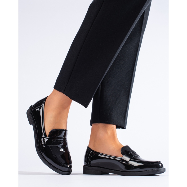 Shelovet lakkbőr klasszikus női mokaszinok fekete 1 Shelovet lakkbőr klasszikus női mokaszinok fekete 1