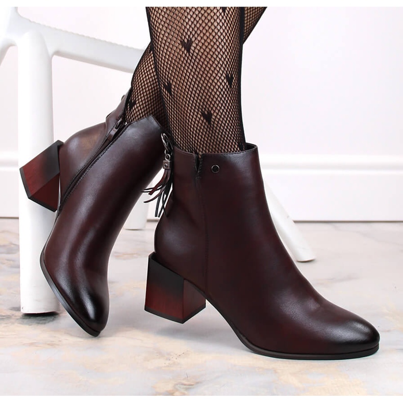 Női bordó szigetelt bokacsizma Jezzi piros 1