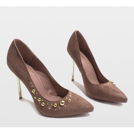 Rózsaszín velúr tűsarkú DD55P 1