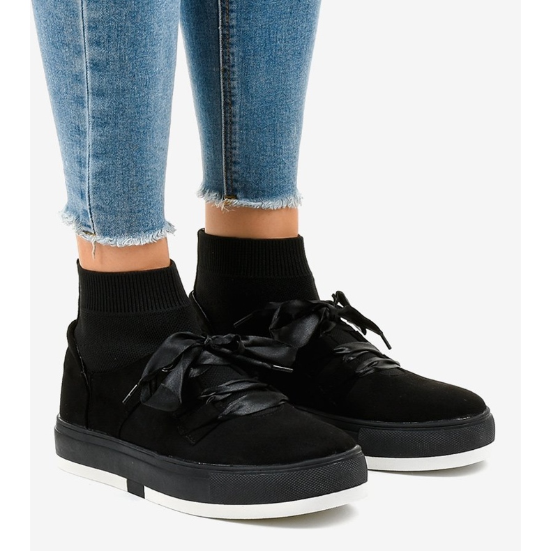 Fekete magas tornacipő CH-95 szalag 1