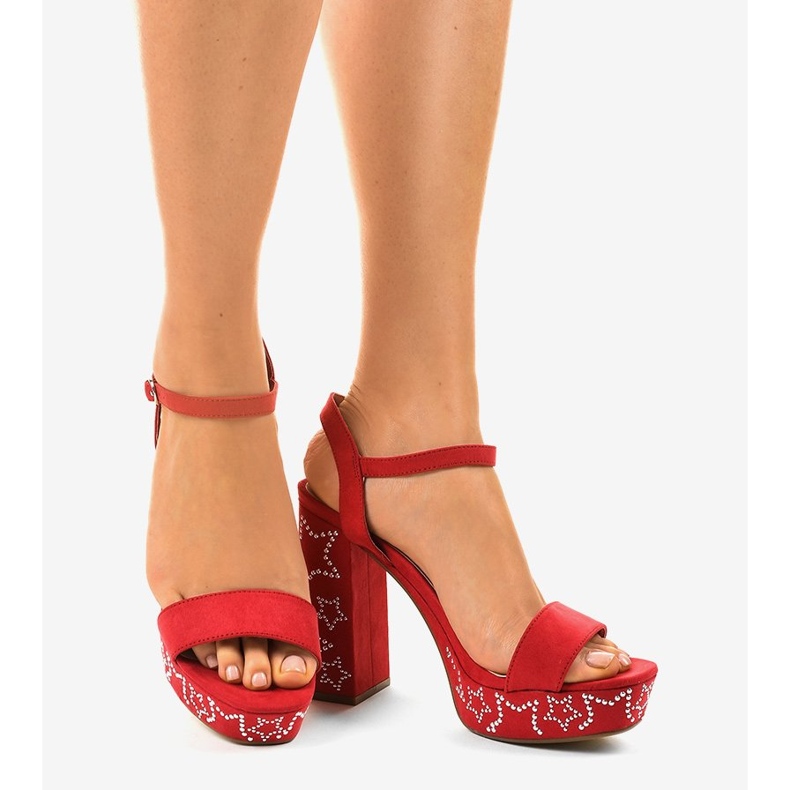 Piros szandál a velúr 99435-4 posztón 1