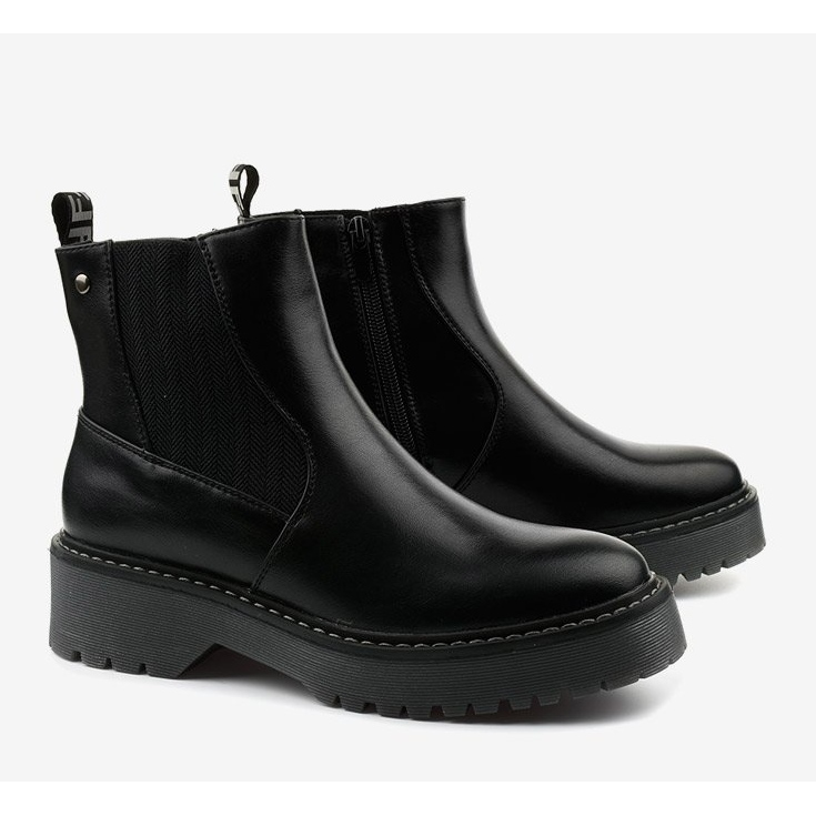 Fekete lapos csizma Cavern ökobőrből 1